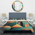 thumbnail image 3 of Designart "Retro Graphic Compositions II" Modern Geometric Bedding Covert Set - Abstract Geometric Blue Abstract Bed Set With 2 Shams, 3 of 6