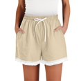 thumbnail image 2 of Only Moment Shorts for Women Amboo Hemp Summer Casual Elastic High Waisted Wide Leg Cute Dressy 2026 Vacation Beach Clothes Hiking Shorts Wowomen Beige,XL, 2 of 8