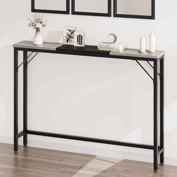 Narrow Console Table for Entryway 5.9",Sofa Tables Narrow Long for Hallway Living Room,Couch Table Behind Sofa for Foyer,Skinny Console Table Grey