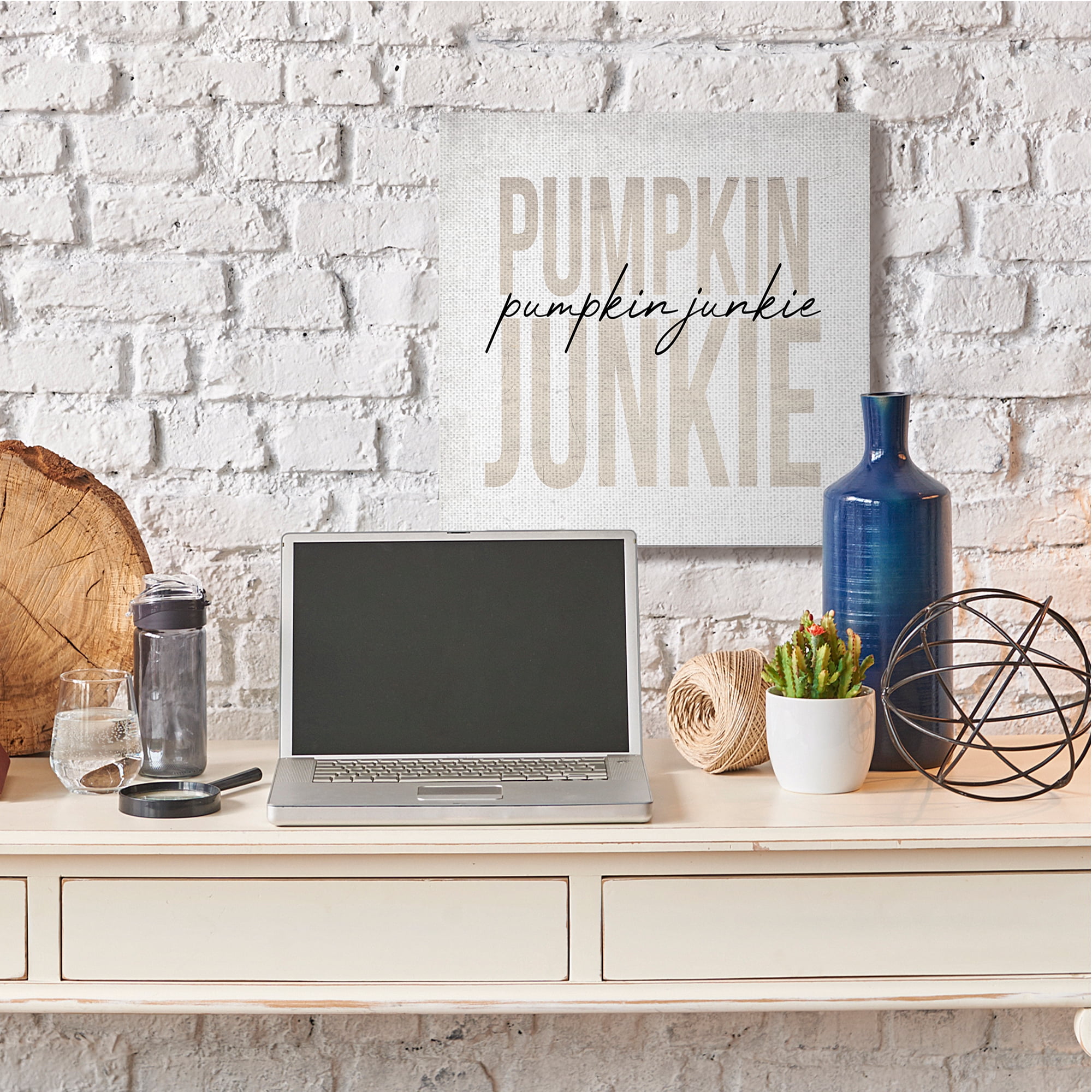 Stupell Industries Pumpkin Junkie Bold Text Charming Autumn Distress Food & Beverage Painting Gallery Wrapped Canvas Art Print Wall Art, 36 x 36