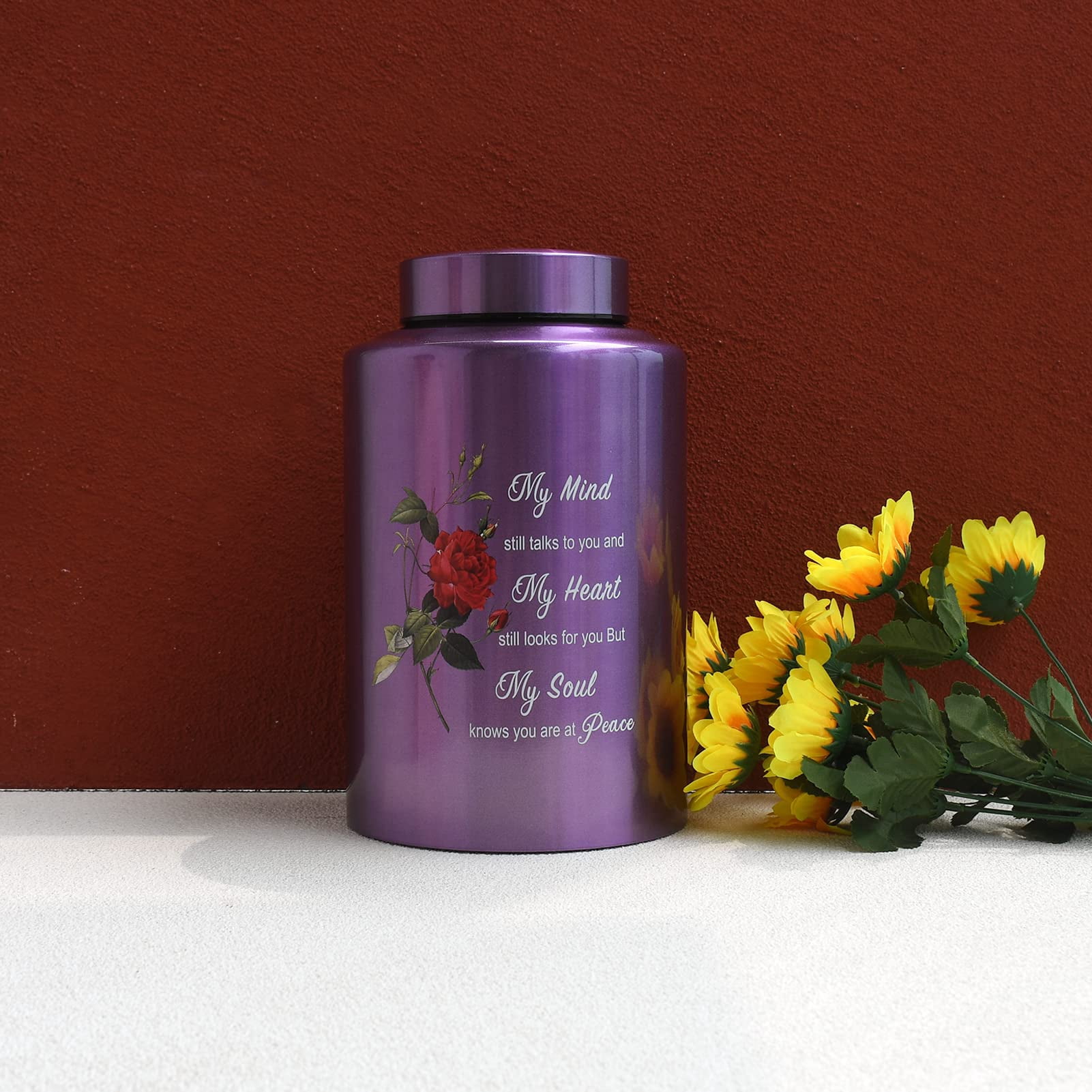 Up to 200 lbs Large Urns for Adult Human Cremation Urn Ashes Decorative Urn for Human Ashes with Rose Urn with Velvet Bag