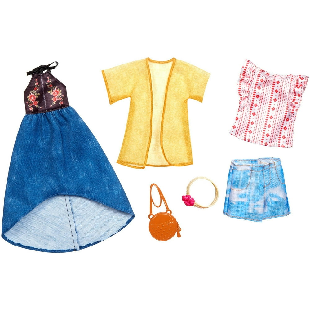 Barbie Fashion Sets Doll Clothes with 2 Boho-Inspired Looks - Walmart ...