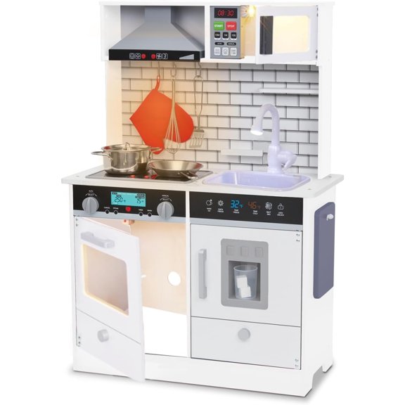 Lil' Jumbl Small Kids Wooden Kitchen Playset, White, 1-Count