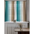 thumbnail image 4 of Aqua Brown Ombre Tier Curtains 45 Inch Length, Sheer Curtains for Bedroom Living Room Window Vintage Country Wooden Rod Pocket Voile Drapes Kitchen Curtains Small Half Window 27.5"x45" 2 Panels, 4 of 6