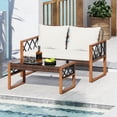 thumbnail image 5 of Costway 2 Pieces Patio PE Wicker Furniture Set Outdoor Acacia Wood Loveseat for Porch, 5 of 10