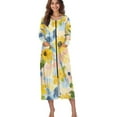 thumbnail image 4 of FOR U DESIGNS Watercolor Flower Print House Dresses for Women Lightweight House Dresses for Women with Pockets, Womens Embroidered Housecoat Long Sleeve Duster Robe, L, 4 of 8