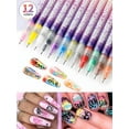 thumbnail image 4 of 12 Color Nail Art Pens Set, 3D Nail Polish Pens Quick Drying Acrylic Paint Pens Nail Markers, Nail Point Graffiti Dotting Tools Drawing Painting Liner Nail Art Design Pens Home DIY, 0.7mm, 4 of 5