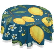SKYSONIC Lemon Round Tablecloth,Washable Oil Proof Table Cover for Kitchen Holiday Party Wedding Picnic Decoration