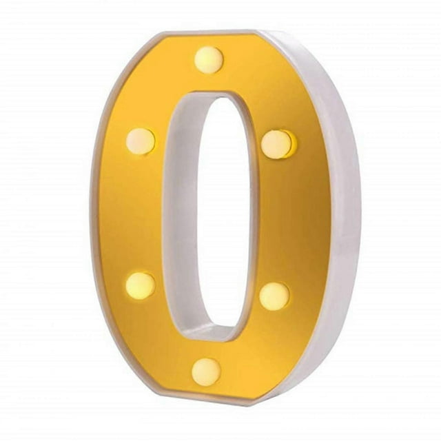 Qinwei LED Letter Lights Sign 26 Golden Alphabet Light Up Marquee Letters Sign for Wedding Birthday Party Christmas Home Bar Decoration (Gold O)