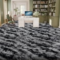 thumbnail image 3 of Janvonne 9x12 Fluffy Area Rug for Bedroom Living Room, Soft Fuzzy High Pile Shaggy Carpets for Nursery Kids Room Dorm, Home Decor, Tie-dye Stripes in Black and Grey, 3 of 8
