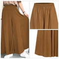 thumbnail image 4 of Pantalones de mujer Irfora Pantalones de piernas anchas de verano para mujer, pantalones largos sólidos con cintura elástica, pantalones casuales transpirables para vacaciones, caqui XL Irfora Pantalones de mujer, 4 of 5