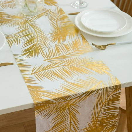

Gold Table Runner - Metallic Palm Leaves Table Runner Roll (11 Inch x