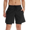 thumbnail image 4 of yeacher Men's High-Performance Layered Training Shorts - Quick-Dry, Stretch Fit for Basketball & Running - Black, Size M (EU), 4 of 6