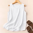 thumbnail image 6 of Women's Cotton Linen Sleeveless Crewneck Tank Top Loose Fit Casual Summer Blouse, 6 of 8