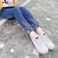 thumbnail image 4 of Lovebay 3-13T Child Girl's Rabbit Ripped Denim Straight-Leg Pants Slim Jeans, 4 of 14