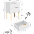 thumbnail image 2 of Nightstand with Charging Station,Mid-Century Modern Bedside Table with Storage Drawer and Open Wood Shelf,Small Gold Frame Side Table for Bedroom,Living Room, 2 of 16