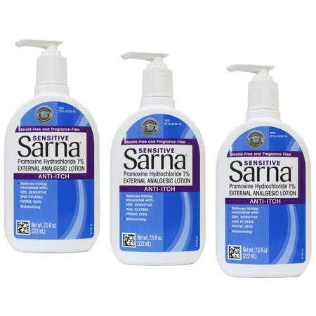 Sarna Sensitive Anti-Itch Moisturizing Lotion for Dry Irritated Skin 7.5 Fl oz. (Pack of 3)