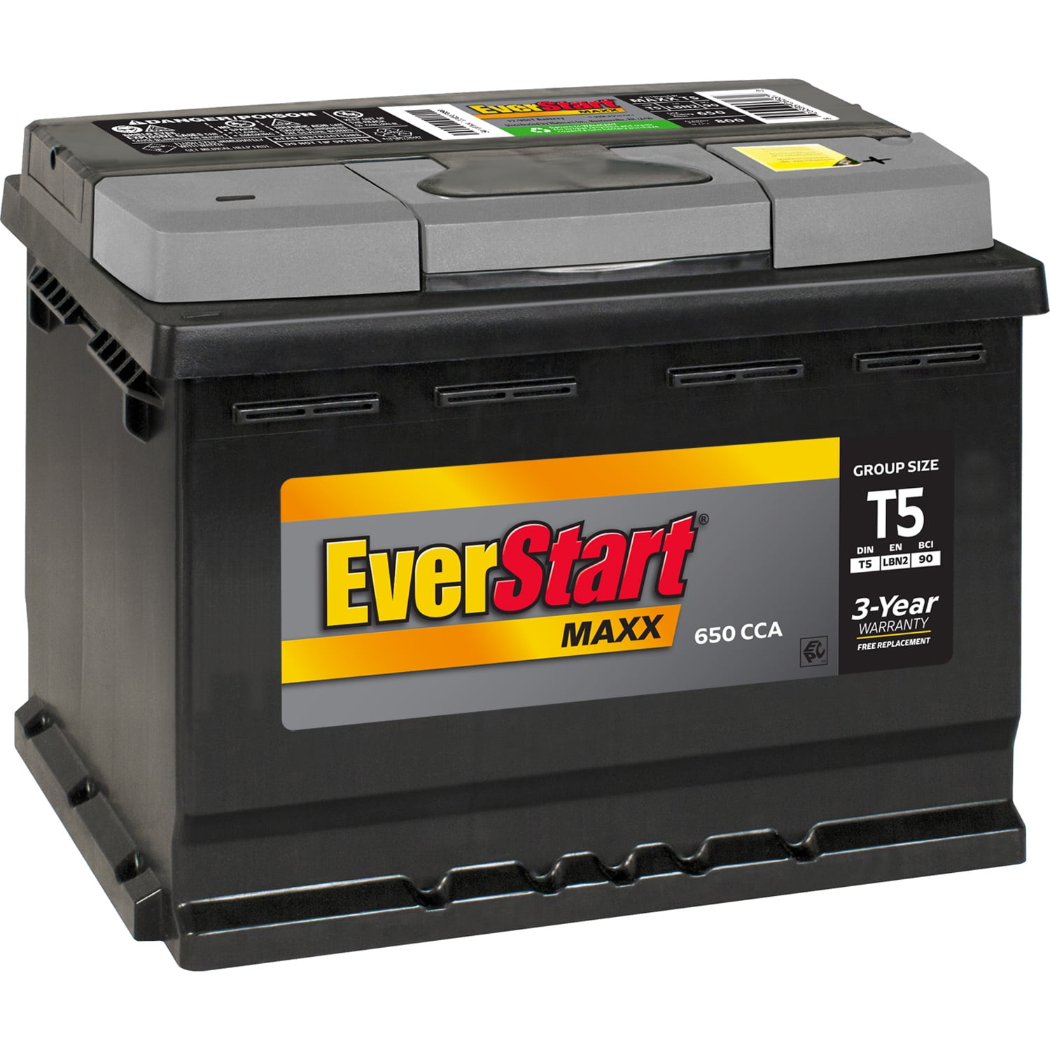 EverStart Maxx Lead Acid Automotive Battery, Group Size T5 (12 Volt/650 CCA)
