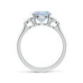 thumbnail image 2 of ANGARA Natural Round 1.6 ct Aquamarine and Diamond Three Stone Engagement Ring in 14K White Gold for Women (Size-8mm) | March Birthstone, Anniversary, Jewelry Gift for Women | Natural Aquamarine Ring, 2 of 9
