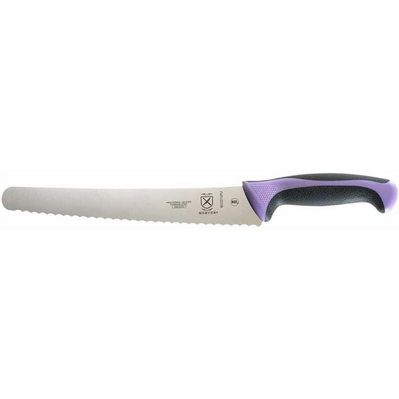 Mercer Culinary Millennia 10" Steel Wavy Edge Bread Knife, Purple Handle