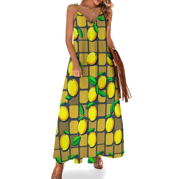 Lemon Sleeveless Dress Women's Clothing Chic And Elegant Woman Dress Elegant Women's Sets