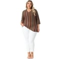 thumbnail image 3 of DARING DIVA Women's Plus V Neck 3/4 Sleeve Knit Blouse 1X Red Brown, 3 of 6