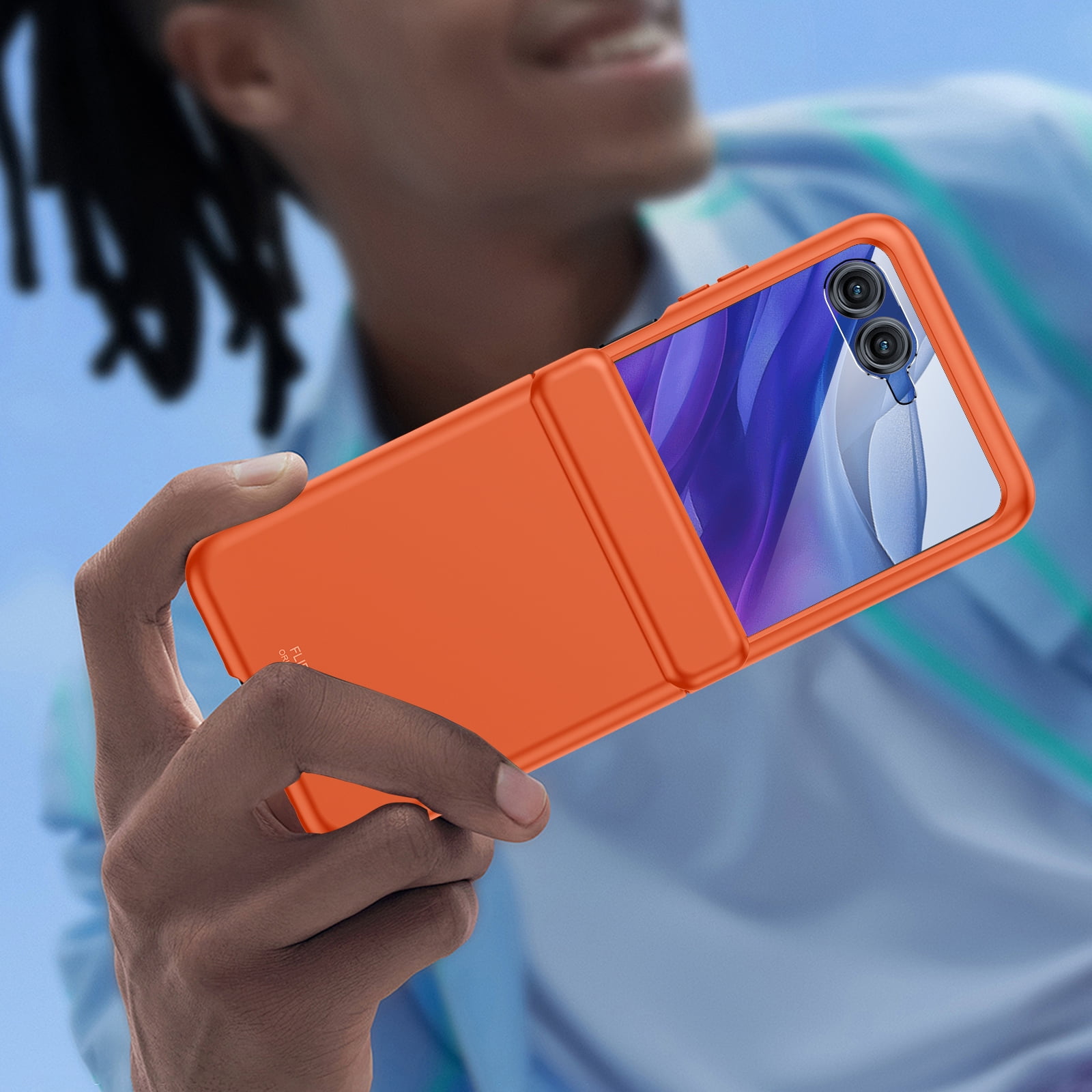 Oupeigar for Motorola Razr 50 Ultra Phone Case With Hinge Protection,Screen Protector,Slim Smooth Touch, Rugged Anti-Scratch Shockproof Case-Orange