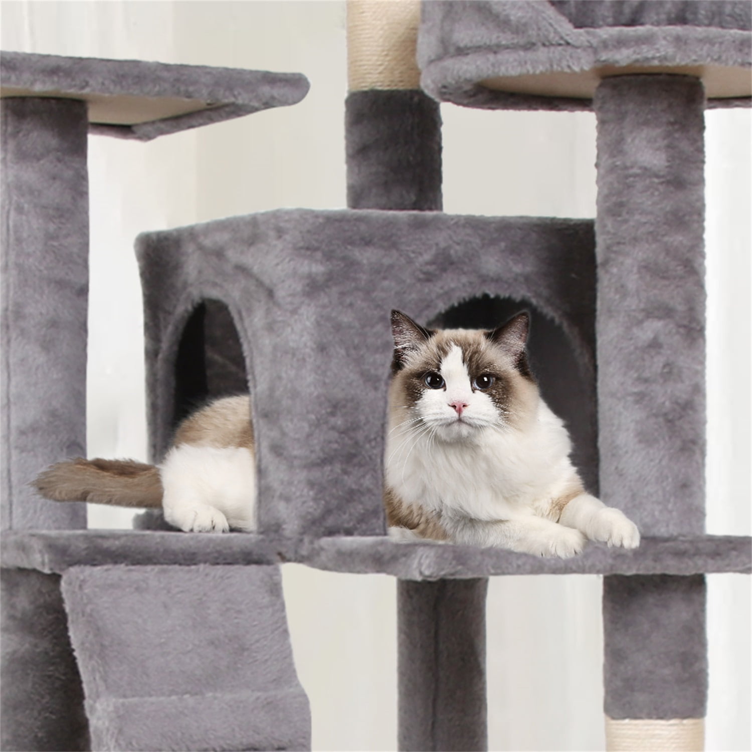 Pefilos Multi-Level Cat Tree Tower for Indoor Cats, Cat Condo for Plush Perch Cat Tree House with Scratching Posts, Gray Pefilos Multi-Level Cat Tree Tower for Indoor Cats, Cat Condo for Plush Perch Cat Tree House with Scratching Posts, Gray