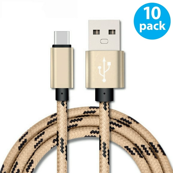 USB Type C Cable Fast Charging [10-Pack 10ft], Borz USB-A to USB-C Charge Braided Cord Compatible with Samsung Galaxy S10 S9 S8 S20 S21 Plus A51 A11, Note 10 9 8, PS5 Controller, USB C Charger