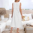 thumbnail image 6 of JGGSPWM Women's Linen Sleeveless Maxi Dress Tank Sundress with Pockets Lightweight Loose Summer Beach Long Dresses for Vacation Casual White L, 6 of 8