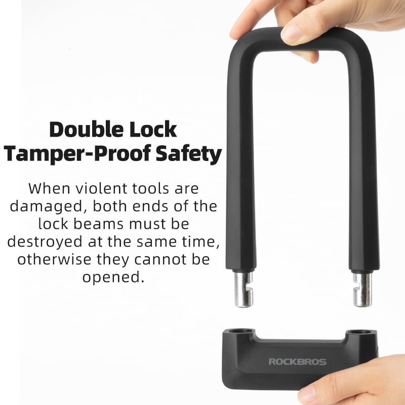 ROCKBROS U Bicycle Locks,Black Silicone Rubber,Key Lock - 22.5mm Thick Steel