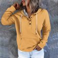 thumbnail image 2 of Lmnyox Hoodies for Women Long Sleeve V Neck Button Sweatshirts with Pocket Fall Winter Drawstring Pullover Tops, 2 of 5