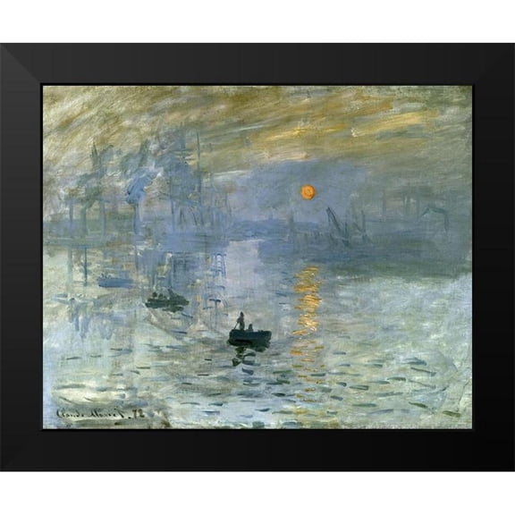 Monet, Claude 14x12 Black Modern Framed Museum Art Print Titled - Impression-Sunrise 1872