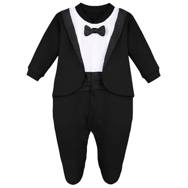 Traje de una sola pieza, color lila, esmoquin, para recién nacido