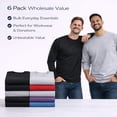 thumbnail image 6 of BILLIONHATS 6 Pack Mens Long Sleeve Colorful T-Shirts, Cotton - Crew Neck Bulk Tees for Men, Wholesale Sleeved Tshirt Packs, 6 of 8