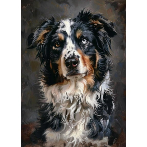 Black Australian Shepherd Dog 5D Diamond Art DIY Paint with Full Drill Round Diamond Gems Painting by Number Kits for Adults Art Craft Home Wall Decor 11.8x15.8inch(2)