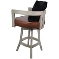 thumbnail image 2 of Swivel Wood Bar Stool - Kadir Brown Vinyl - Beige - Black Pillow, 2 of 4