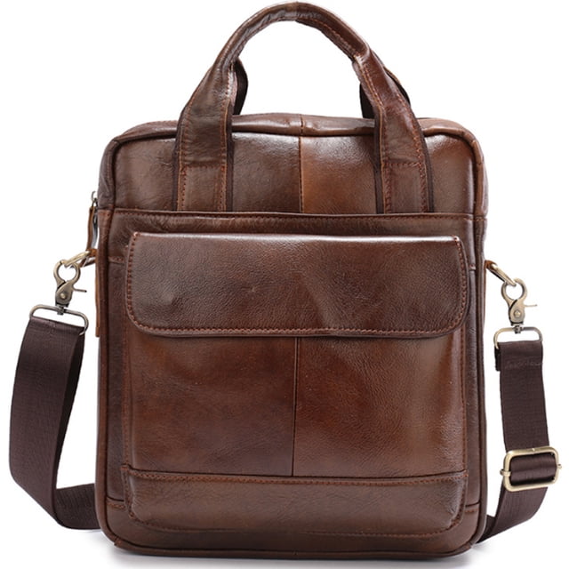 Bandolera de hombro de cuero genuino para hombre, bandolera ajustable con bandolera para viaje, trabajo, bolso de negocios