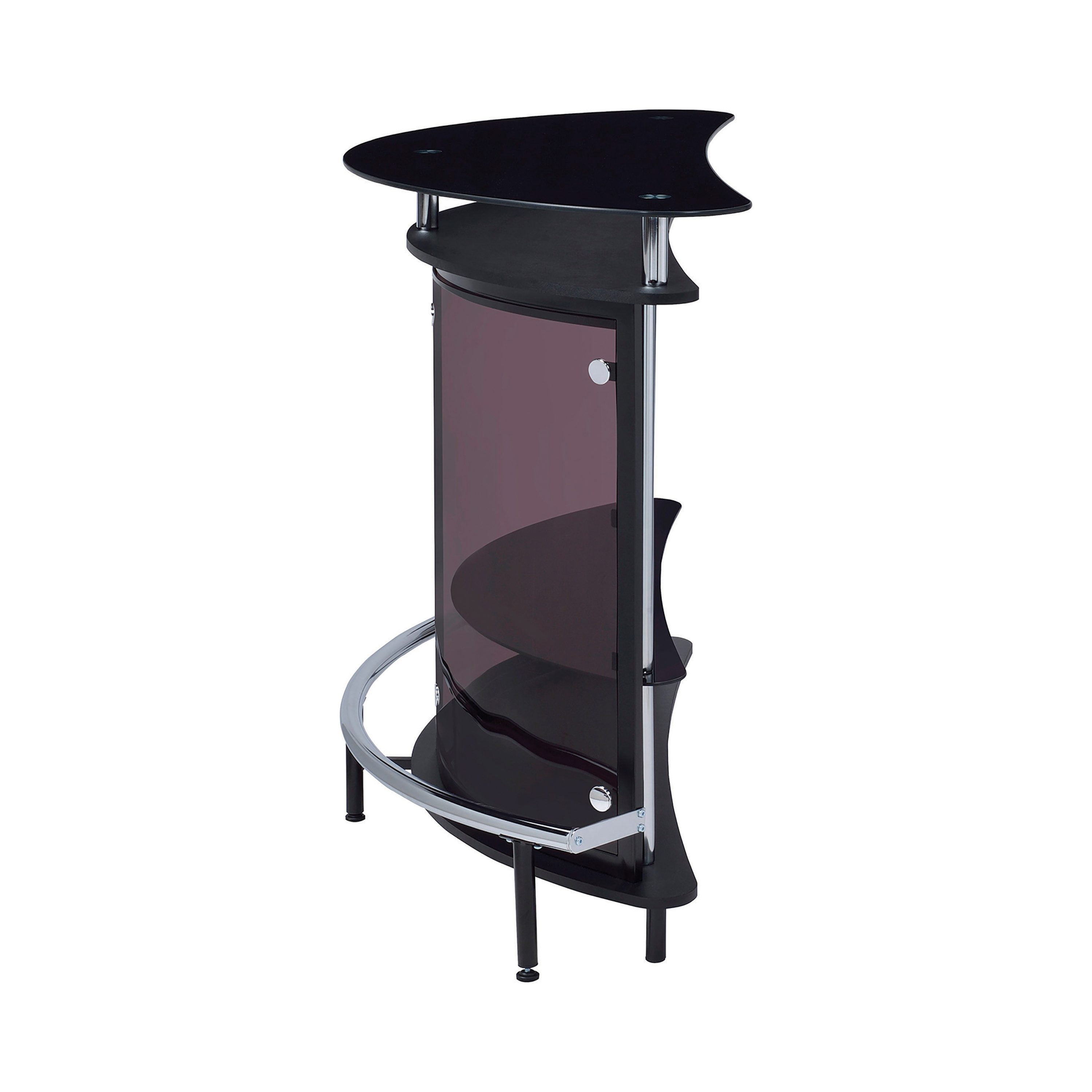 Coaster Contemporary Glass 2-Tier Curved Metal Frame Home Bar in Black