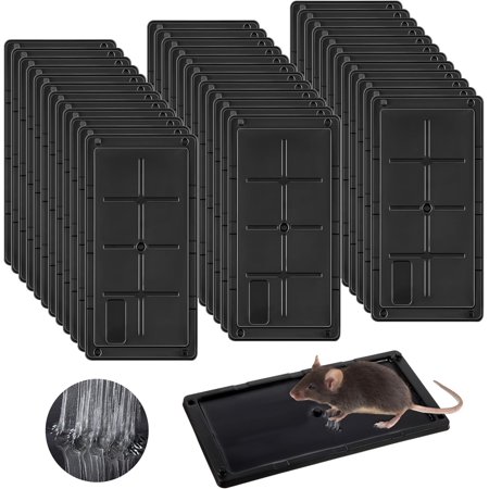 36 Pack Glue Traps for Rats and Snakes, Larger and Heavy Duty Baited Sticky Traps with Non Toxic Glue, Exterminator Plastic Mouse Indoor Trap, Ready to Use, Safe to Children and Pets (Black)