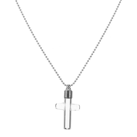 BESTYASH 1Pack Vial Necklace Pendant Glass Cross Ash Storage for Christmas Gifts