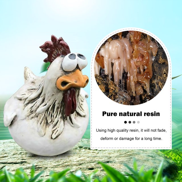 Valla de pollo para decoración del hogar estatua de granja de Likrtyny ojos grandes de pollo gallina artesanía de resina escultura de gallina para jardín al aire libre gr