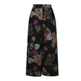 thumbnail image 4 of Leesechin Khaki Pants for Women Casual Floral Printed Bandage Elasty Maxi Wide Leg Trousers, 4 of 8