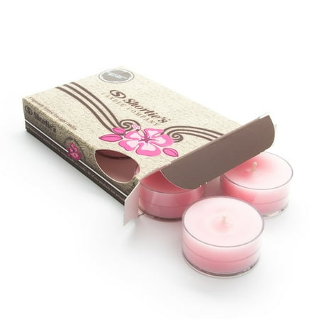 Diamond Oil Candle - Sandalwood Rose Pink Tea Light Candles 6 Pack - Highly Scented, Hand Poured, & Clean Burning - Clear Container for Beautiful Candlelight - Earth Tealights Collection