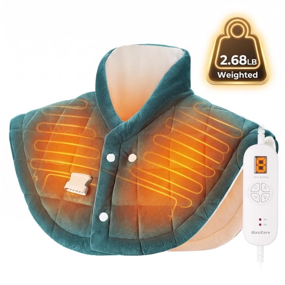 MaxKare 24"x24"Heating Pad for Neck and Shoulders, Weighted Heating Pad, Green