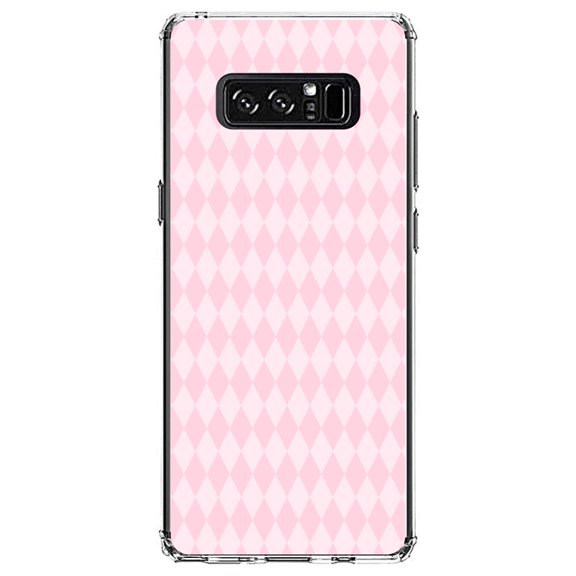 DistinctInk Clear Shockproof Hybrid Case for Samsung Galaxy Note 8 - TPU Bumper, Acrylic Back, Tempered Glass Screen Protector - Pink Diamond Pattern