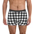 thumbnail image 1 of Balery Black White Plaid Calzoncillos bóxer para hombre, ropa interior de algodón suave y transpirable con cinturilla de nailon-X-Large, 1 of 5