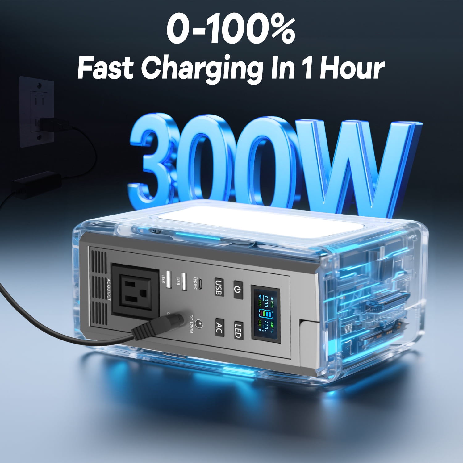 UNTIMATY 300W Portable Power Station 296Wh 81000mAH Outdoor Solar Powered Generator Quick Charge 110V AC DC Ports Emergency Lithium Battery