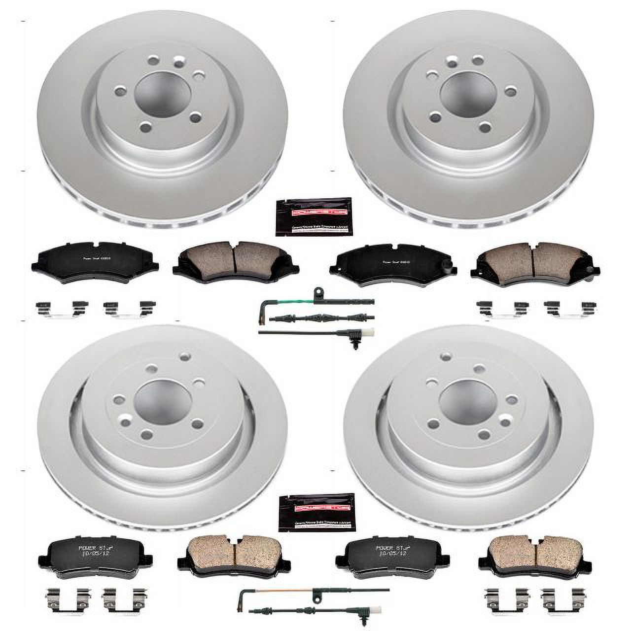 PowerStop Front and Rear Geomet Coated Brake Rotor and Pad Kit Fits: LAND ROVER Select Models CRK7599