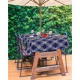thumbnail image 3 of Boanket Outdoor Tablecloth with Umbrella Hole for Patio/Picnic/Party/Camping, Blue Abstract Waterproof Table Cloth Rectangle Table Cover Washable, White Contemporary Modern Geometric Art (60"x 84"), 3 of 7